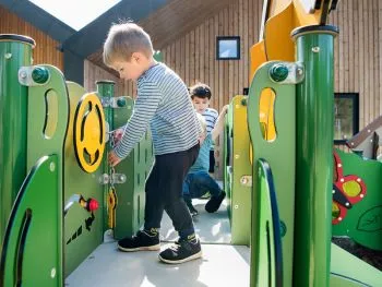 Miniplay Filippa with children playing inside the driver's cab